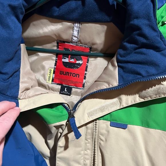 Burton Symbol Snowboard Jacket, Boys Youth Large, Slime Block Green/Tan/Blue New - Picture 3 of 3